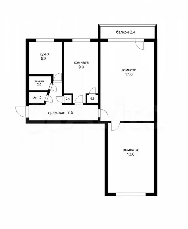 3-к. квартира, 60 м, 5/5 эт. - Фото 0
