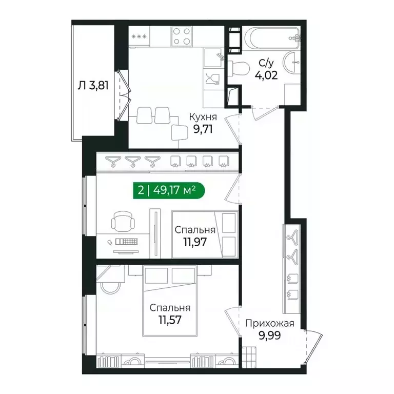 2-к кв. Ленинградская область, Сертолово Всеволожский район, ... - Фото 1