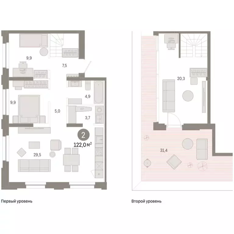 2-комнатная квартира: Тюмень, Мысовская улица, 26к2 (121.99 м) - Фото 1