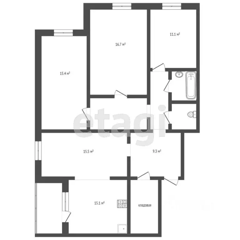 4-к кв. Тюменская область, Тюмень ул. Николая Федорова, 17 (94.8 м) - Фото 1