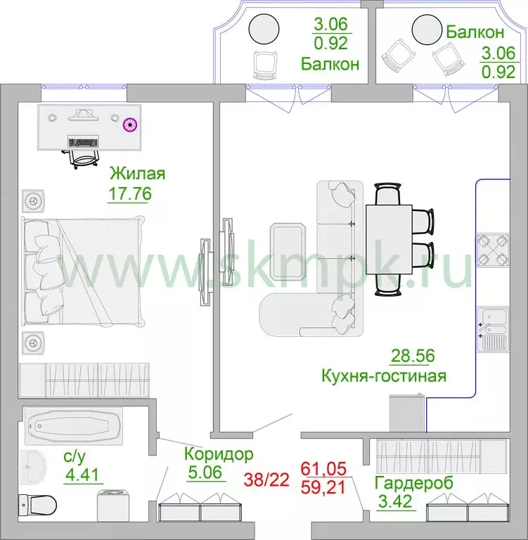 1-комнатная квартира: Пионерский, Портовая улица, 5А (66.6 м) - Фото 1
