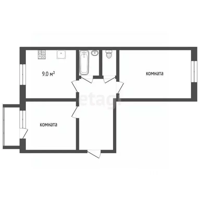2-к кв. Тамбовская область, Тамбов ул. Дмитрия Карбышева, 11 (47.5 м) - Фото 1