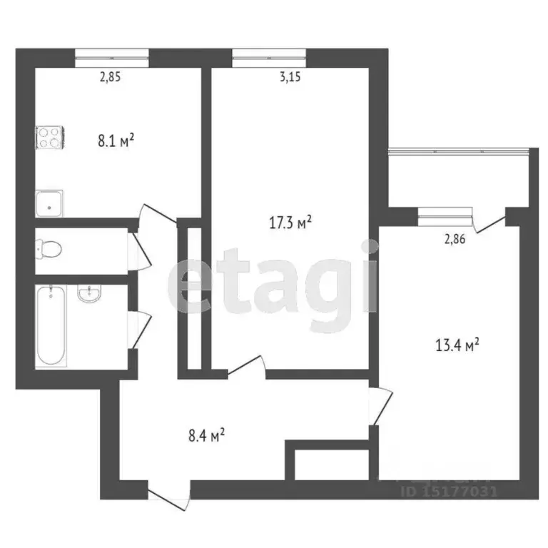 2-к кв. Ямало-Ненецкий АО, Новый Уренгой Дружба мкр, 2/6 (56.2 м) - Фото 2