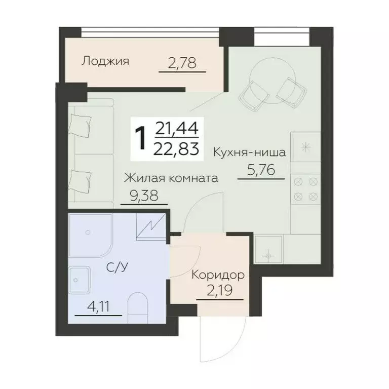 1-комнатная квартира: Воронеж, Ленинградская улица, 29Б (22.83 м) - Фото 0