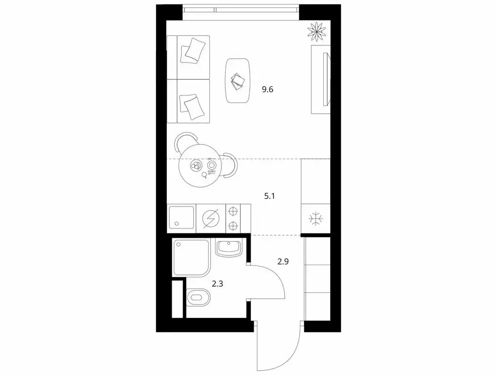 Квартира-студия: Москва, ЖК Бунинская Набережная, 2.6/1.1 (19.9 м) - Фото 1