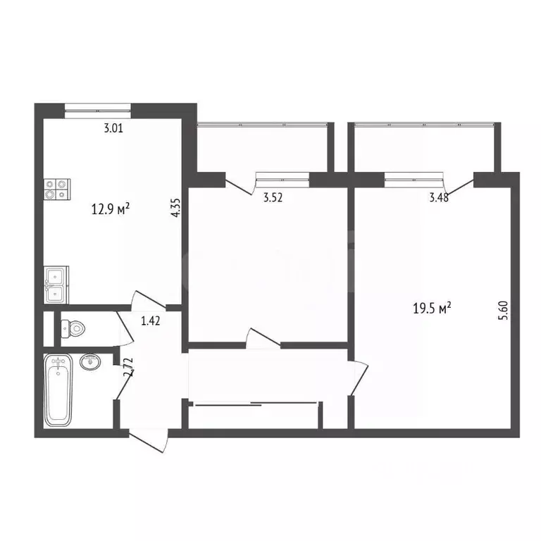 2-к кв. Тюменская область, Тюмень ул. 50 лет Октября, 80к1 (64.4 м) - Фото 2