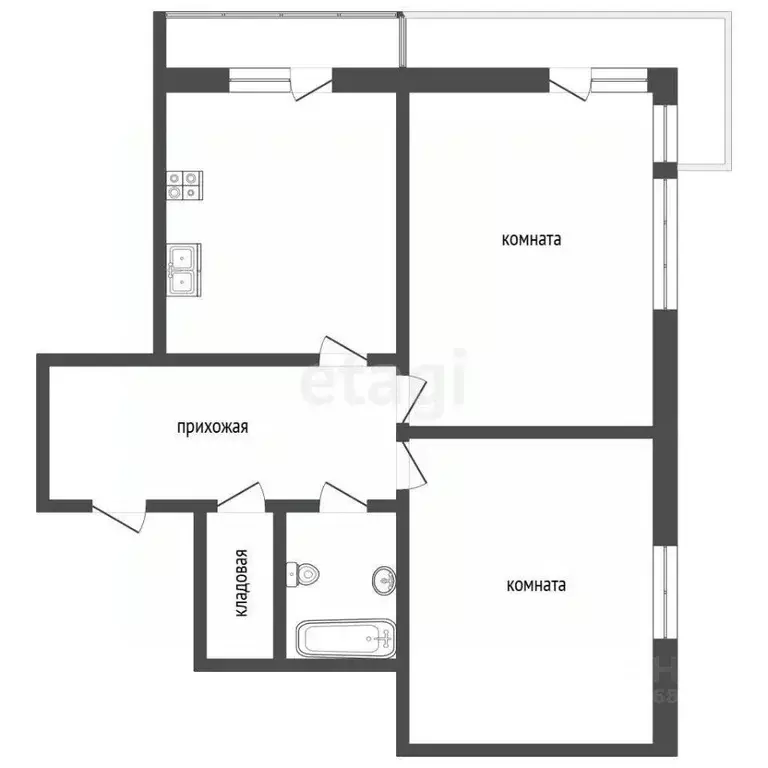 2-к кв. Калининградская область, Калининград Советский просп., 238А ... - Фото 2