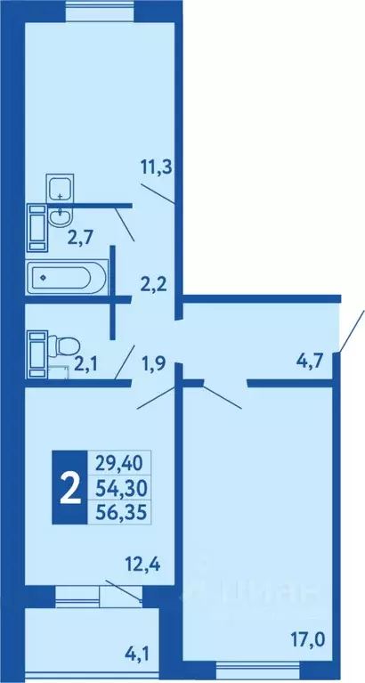 2-к кв. Башкортостан, Уфа Дема жилрайон, Новая Дема жилой комплекс ... - Фото 1