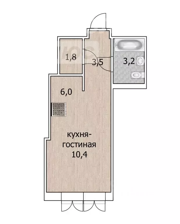 Студия Башкортостан, Уфа ул. Рудольфа Нуреева, 5 (24.9 м) - Фото 1