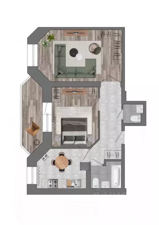 2-к кв. Курская область, Курск ул. Радищева, 18 (54.9 м) - Фото 2