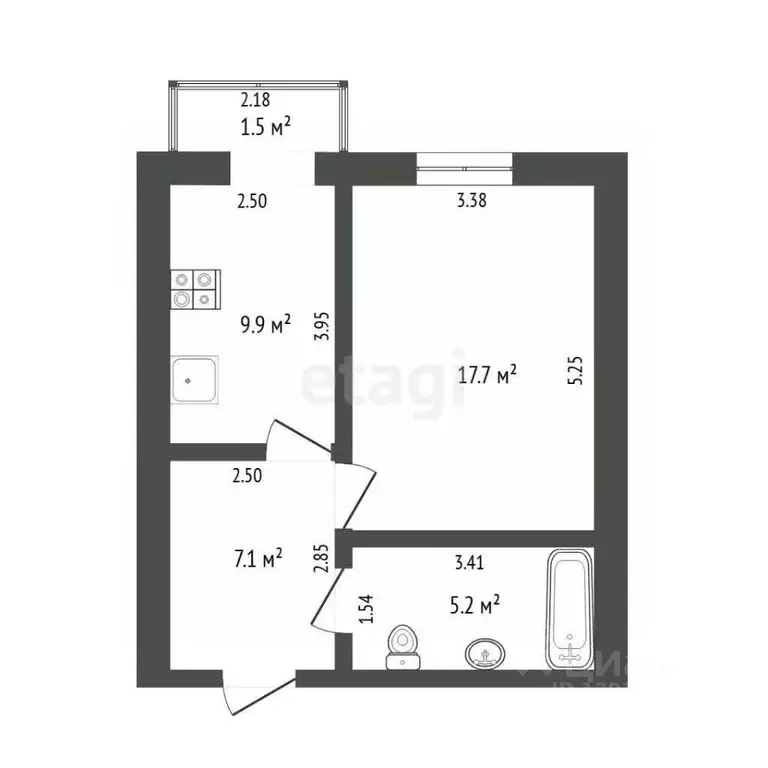 1-к кв. Тюменская область, Тюмень ул. Московский Тракт, 87к2 (41.3 м) - Фото 2