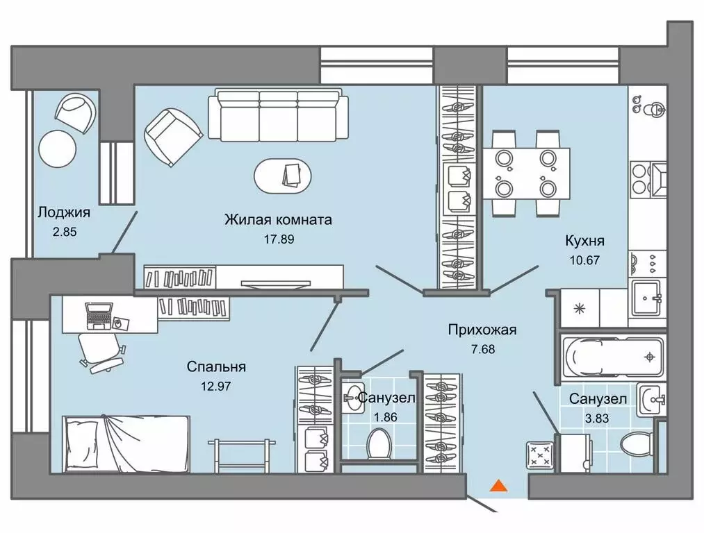 2-комнатная квартира: Пермь, улица Дзержинского, 35А (56 м) - Фото 0