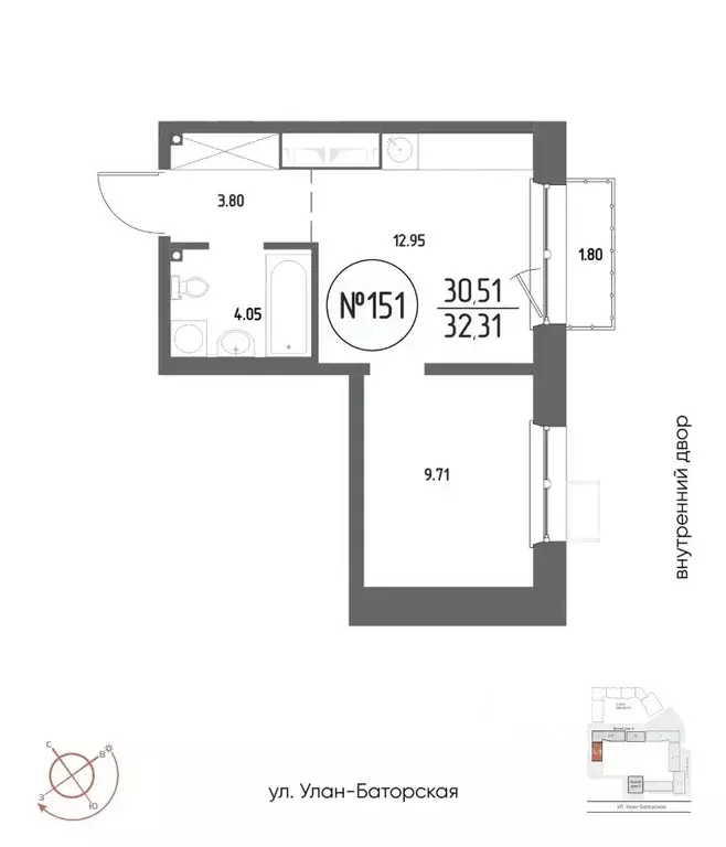 1-к кв. Иркутская область, Иркутск Макс жилой комплекс (32.31 м) - Фото 1