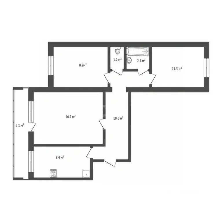 3-к кв. Мордовия, Саранск ул. Ломоносова, 6А (58.8 м) - Фото 2