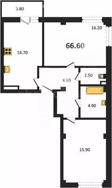 2-комнатная квартира: Севастополь, улица Токарева, 18Дк1 (66.6 м) - Фото 1