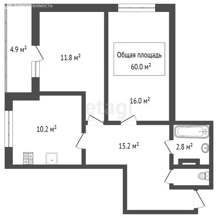 3-комнатная квартира: Тула, улица Академика Насоновой, 1Б (58 м) - Фото 1
