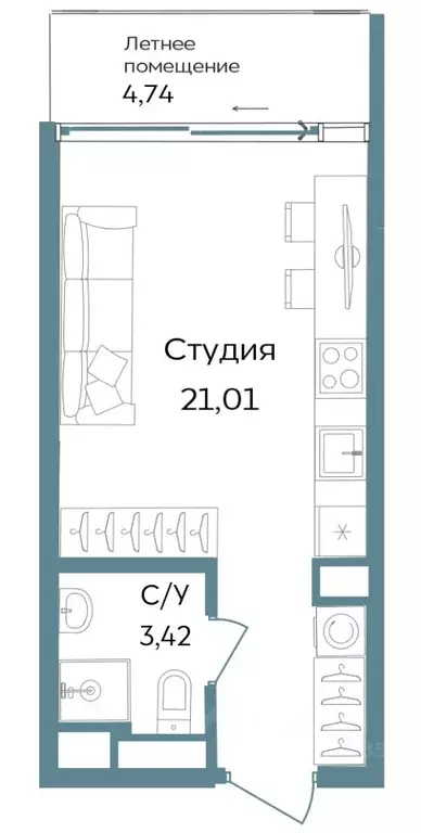 Студия Крым, Саки ул. Морская (29.17 м) - Фото 0