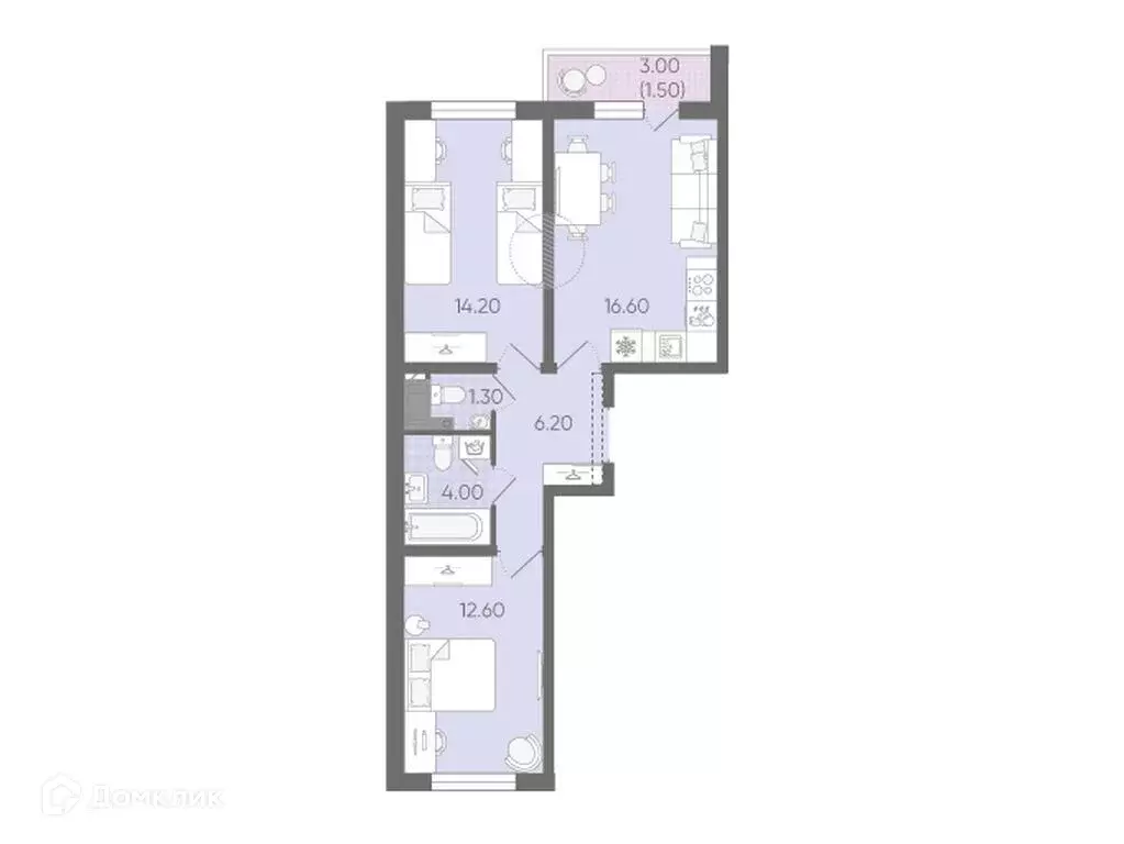 Продаётся 2-к квартира, 56.4 м - Фото 0