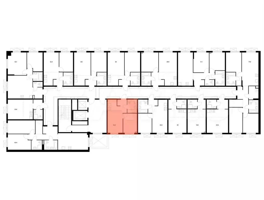 1-к. квартира, 32,4 м, 2/9 эт. - Фото 1