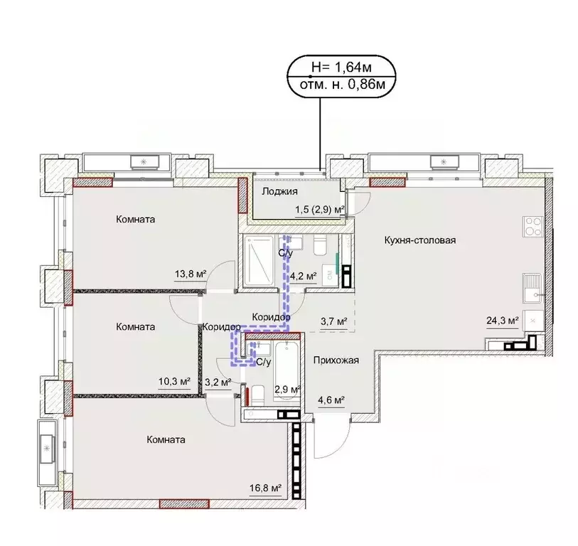 4-к кв. Удмуртия, Ижевск ул. Карла Либкнехта, 46 (84.8 м) - Фото 1