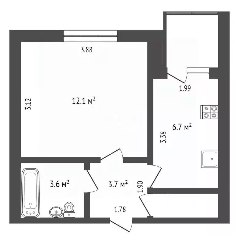 1-к кв. Удмуртия, Ижевск Союзная ул., 129 (27.2 м) - Фото 0