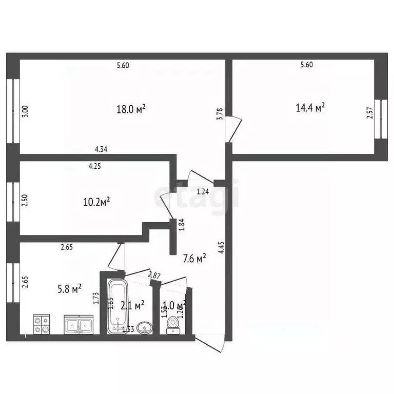 3-к кв. Башкортостан, Стерлитамак ул. Имая Насыри, 5 (59.1 м) - Фото 2