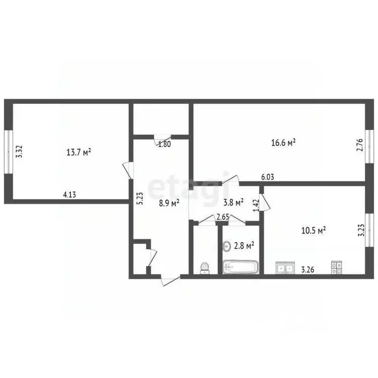 1-к кв. Ямало-Ненецкий АО, Новый Уренгой Юбилейная ул., 1А (59.8 м) - Фото 0