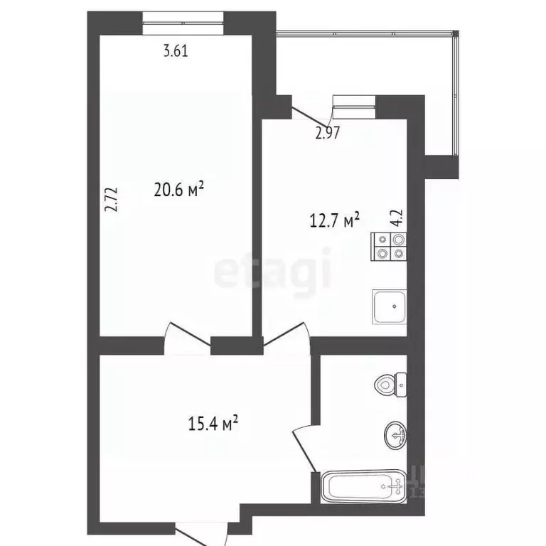 2-к кв. Томская область, Томск ул. Ференца Мюнниха, 17А (62.0 м) - Фото 2
