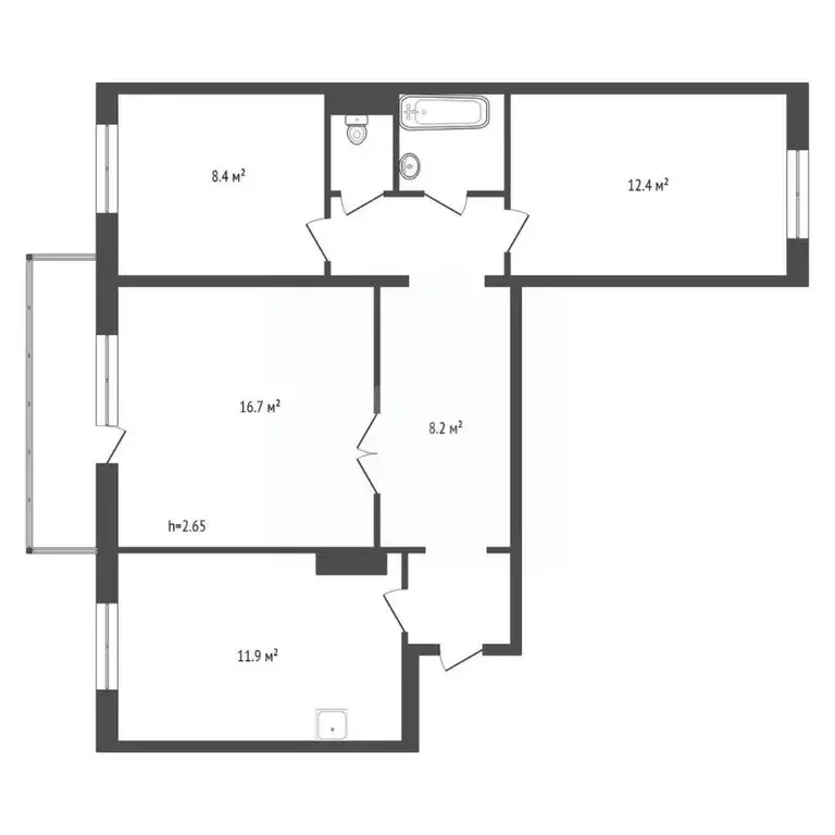3-к кв. Красноярский край, Красноярск Комсомольский просп., 9 (66.6 м) - Фото 2