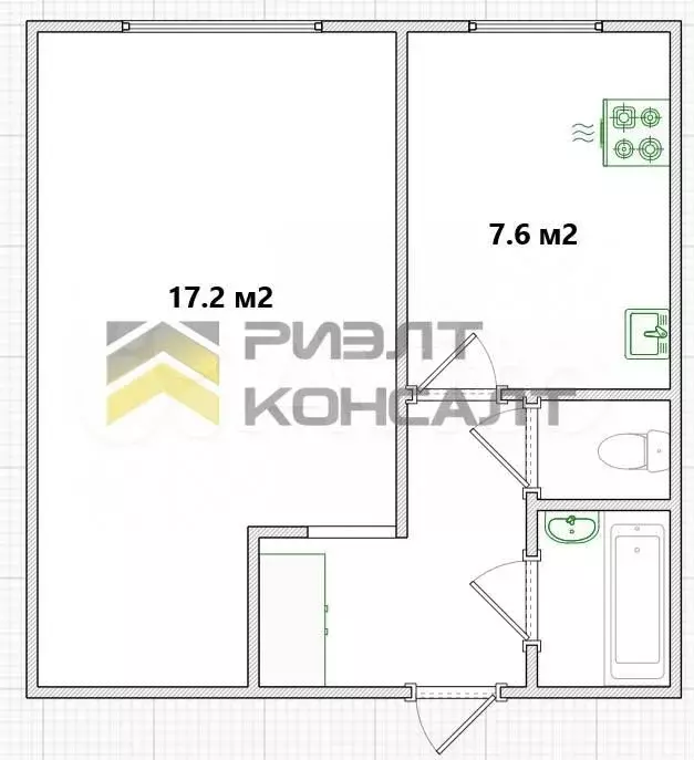 1-к. квартира, 32,5 м, 3/9 эт. - Фото 0