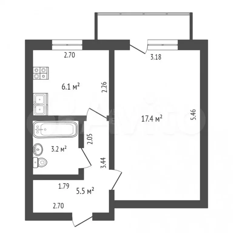 1-к. квартира, 34 м, 6/7 эт. - Фото 0