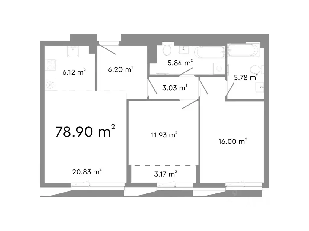 3-к кв. Челябинская область, Челябинск ул. Худякова, 18 (78.9 м) - Фото 0