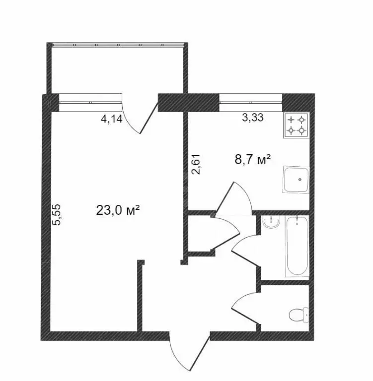 1-комнатная квартира: Тобольск, микрорайон Центральный, 24 (41 м) - Фото 1