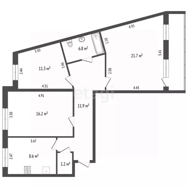 3-к кв. Татарстан, Набережные Челны 31-й комплекс, 8 (76.6 м) - Фото 2