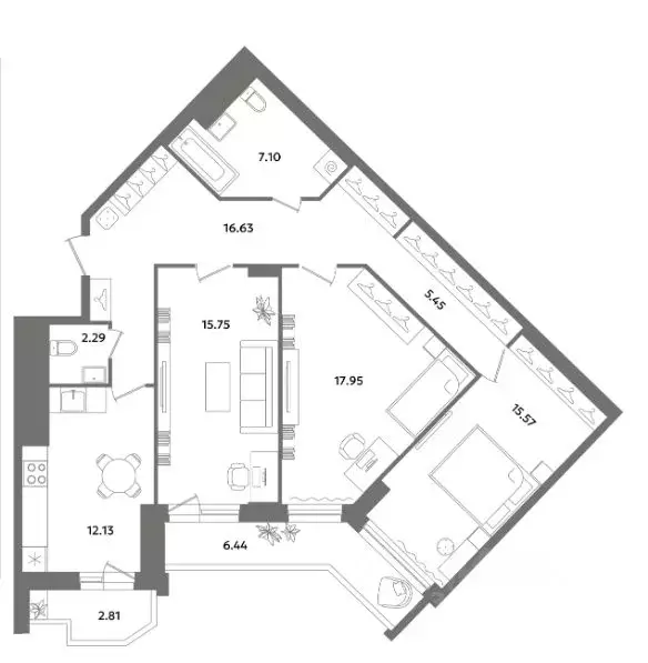 3-к кв. Санкт-Петербург ул. Кустодиева, 7к1 (103.3 м) - Фото 1