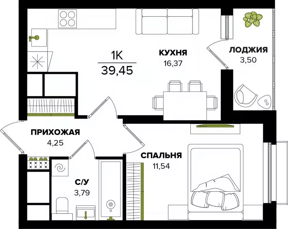 1-к кв. Тульская область, Тула  (39.45 м) - Фото 0