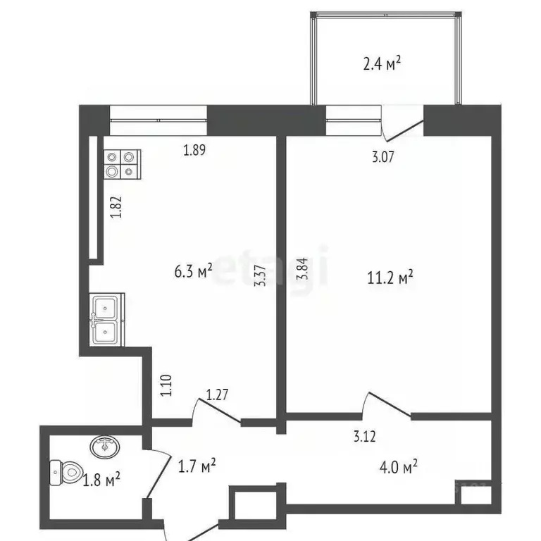 1-к кв. Ростовская область, Ростов-на-Дону ул. Туполева, 10 (25.0 м) - Фото 1