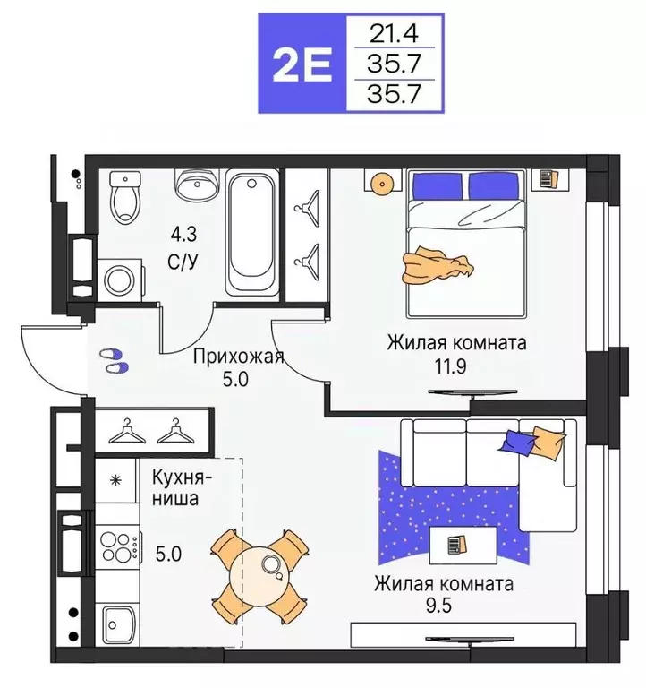 2-к кв. Пермский край, Пермь ул. Карла Модераха, 7 (35.7 м) - Фото 1