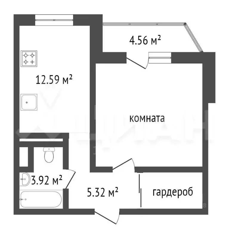 1-к кв. Московская область, Балашиха ул. Дмитриева, 20 (45.0 м) - Фото 2