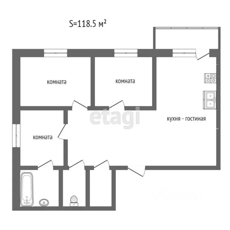 3-к кв. Коми, Усинск ул. Мира, 4 (118.5 м) - Фото 1
