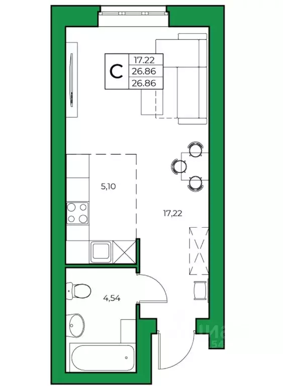 1-к кв. Башкортостан, Уфимский район, Зубовский сельсовет, с. Зубово ... - Фото 1