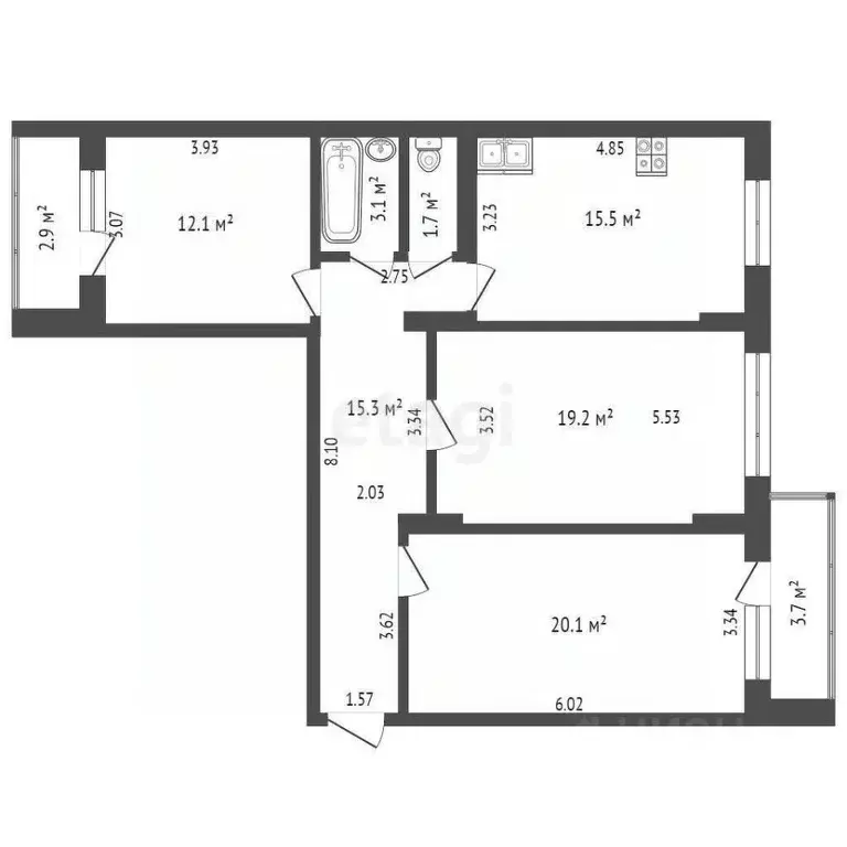 3-к кв. Тюменская область, Тюмень ул. Мельникайте, 125б (87.0 м) - Фото 0