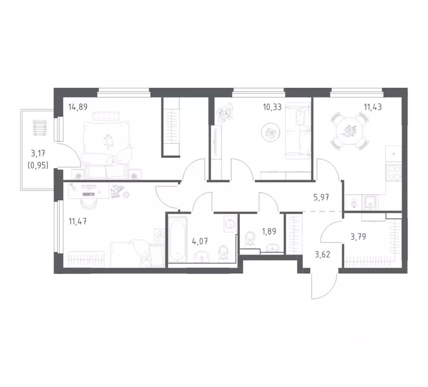 3-к кв. Ростовская область, Ростов-на-Дону Донские Легенды жилой ... - Фото 1