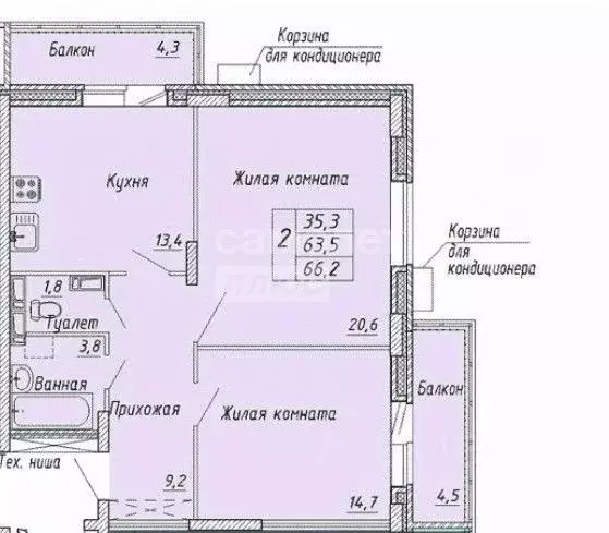 2-к кв. Орловская область, Орел ул. Матросова, 3Б (66.2 м) - Фото 2