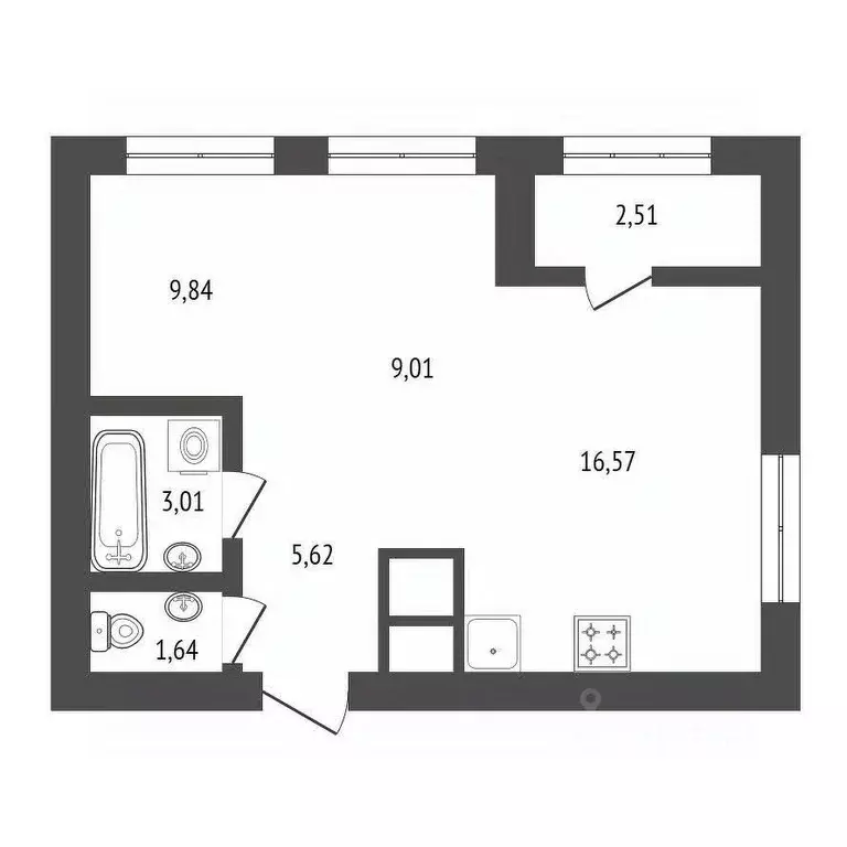 2-к кв. Амурская область, Благовещенск Краснофлотская ул., 180 (46.9 ... - Фото 1