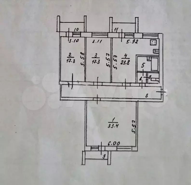 3-к. квартира, 117,6 м, 4/4 эт. - Фото 0