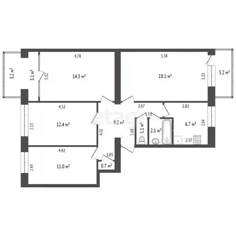 4-к кв. Крым, Сакский район, с. Орехово просп. 60 лет СССР (75.8 м) - Фото 2