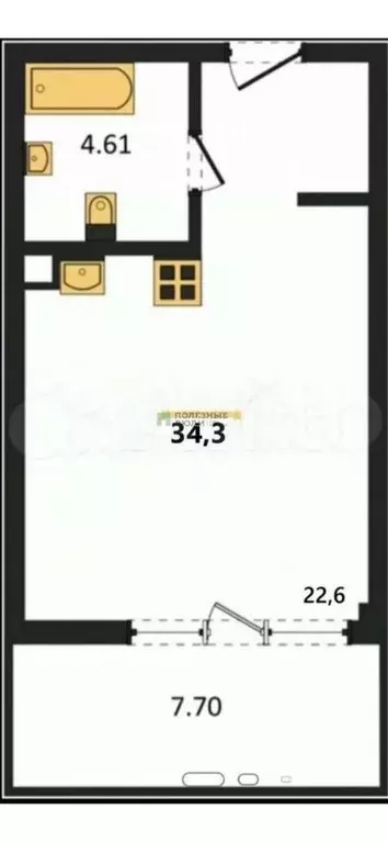 Студия Севастополь ул. Летчиков, 10к4 (41.0 м) - Фото 2