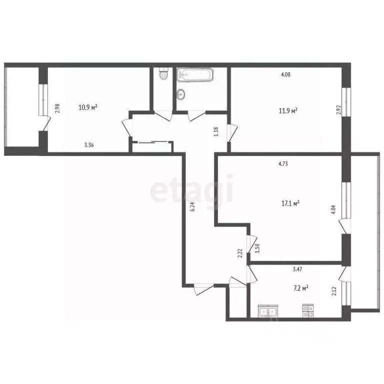 3-к кв. Тюменская область, Тюмень ул. Монтажников, 16 (63.7 м) - Фото 1