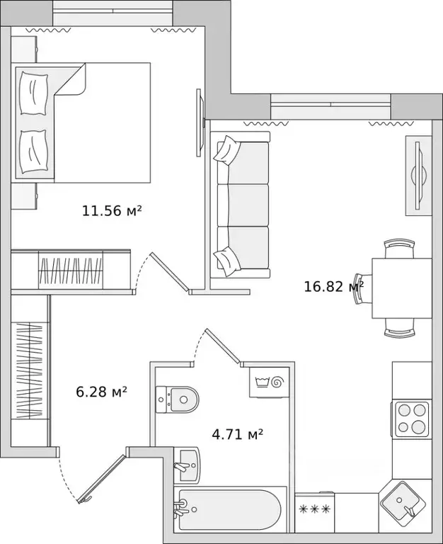 1-к кв. Санкт-Петербург ул. Плесецкая, 24 (39.37 м) - Фото 0